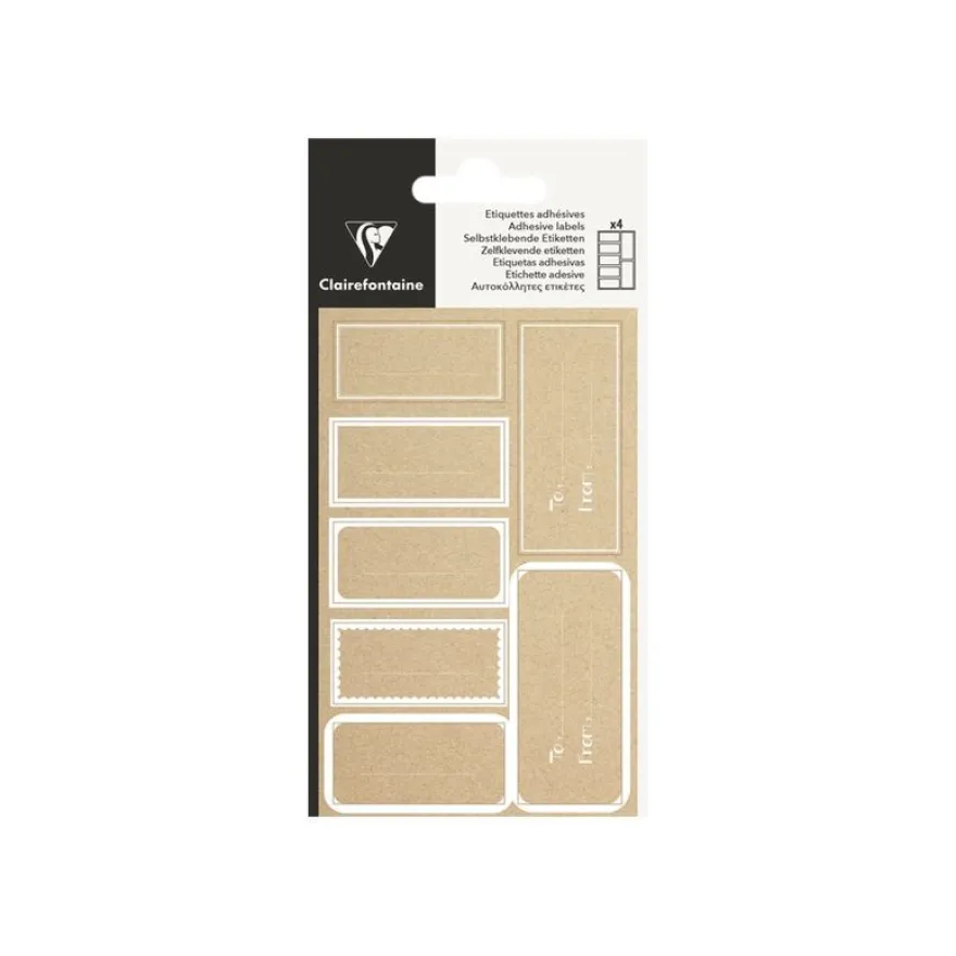 Clairefontaine - 28 Étiquettes cadeau kraft - rectangle blanc - 8 x 16 cm