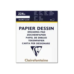 Clairefontaine - Bloc dessin - 20 feuilles - A4 - 224 gr - blanc