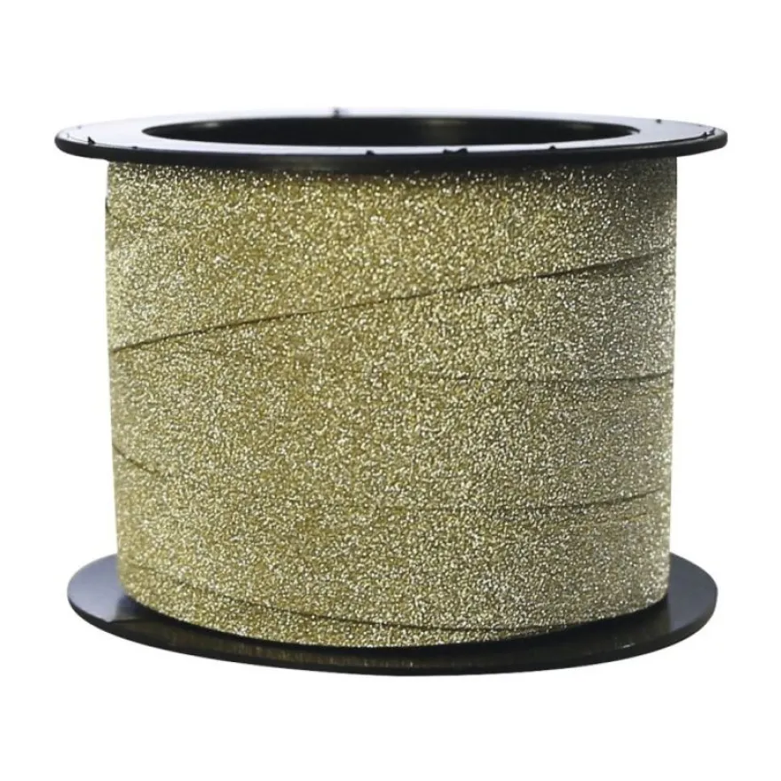 Clairefontaine - Bolduc ruban d'emballage cadeau - 1 cm x 10 m - noir, argent scintillant, or pailleté