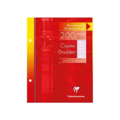 Clairefontaine - copies doubles - 200 pages - 17x22 cm - grands carreaux (Seyes) - perforées