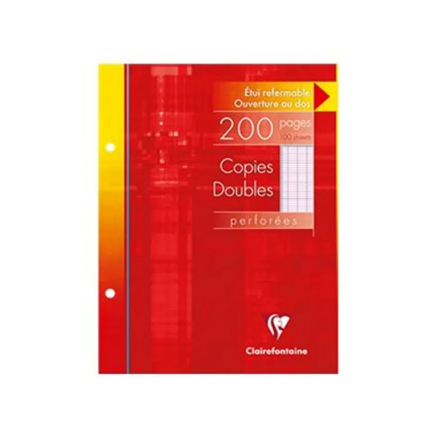 Clairefontaine - copies doubles - 200 pages - 17x22 cm - grands carreaux (Seyes) - perforées