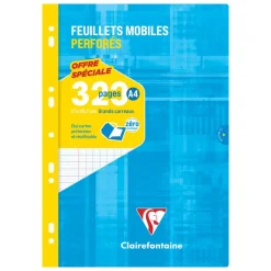 Clairefontaine - Feuillet mobiles - 320 pages - A4 - perforés - grands carreaux (Seyes)