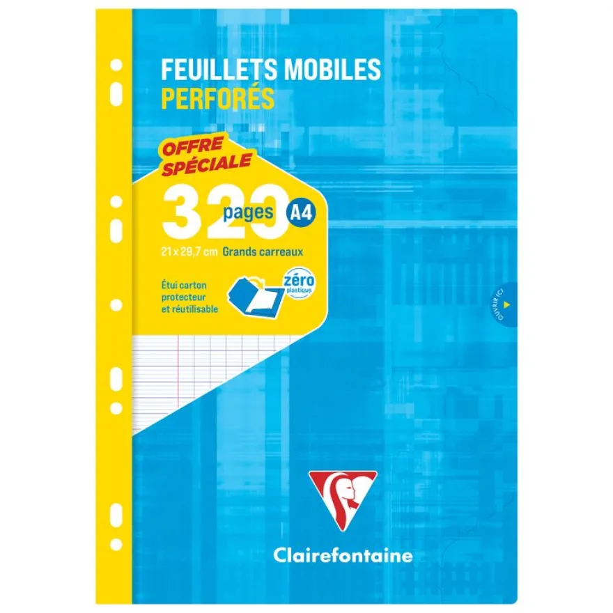 Clairefontaine - Feuillet mobiles - 320 pages - A4 - perforés - grands carreaux (Seyes)