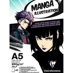 Clairefontaine - Illustration Manga - bloc encollé - A5 - 20 feuilles - 250g
