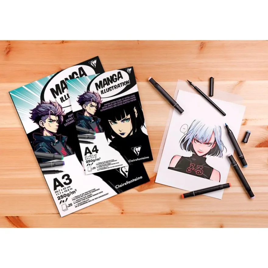 Clairefontaine - Illustration Manga - bloc encollé - A4 - 20 feuilles - 250g