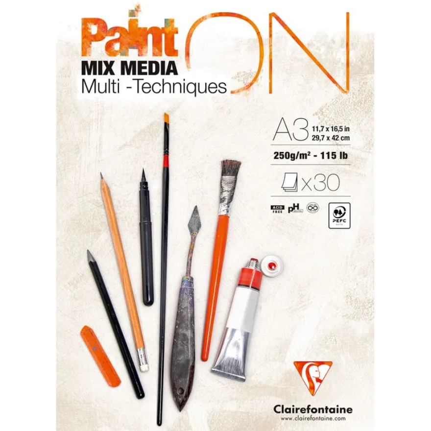 Clairefontaine - PaintON - bloc encollé - A3 - 30 feuilles - 250g