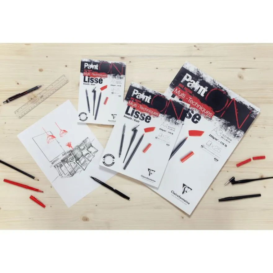 Clairefontaine - PaintON lisse - bloc encollé - A4 - 25 feuilles - 250g