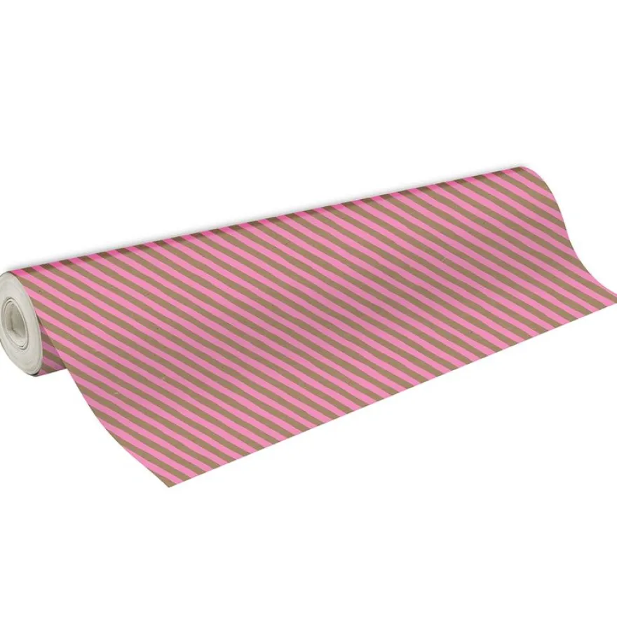 Clairefontaine - Papier cadeau kraft - 70 cm x 50 m - 70 g/m² - motif rayures roses