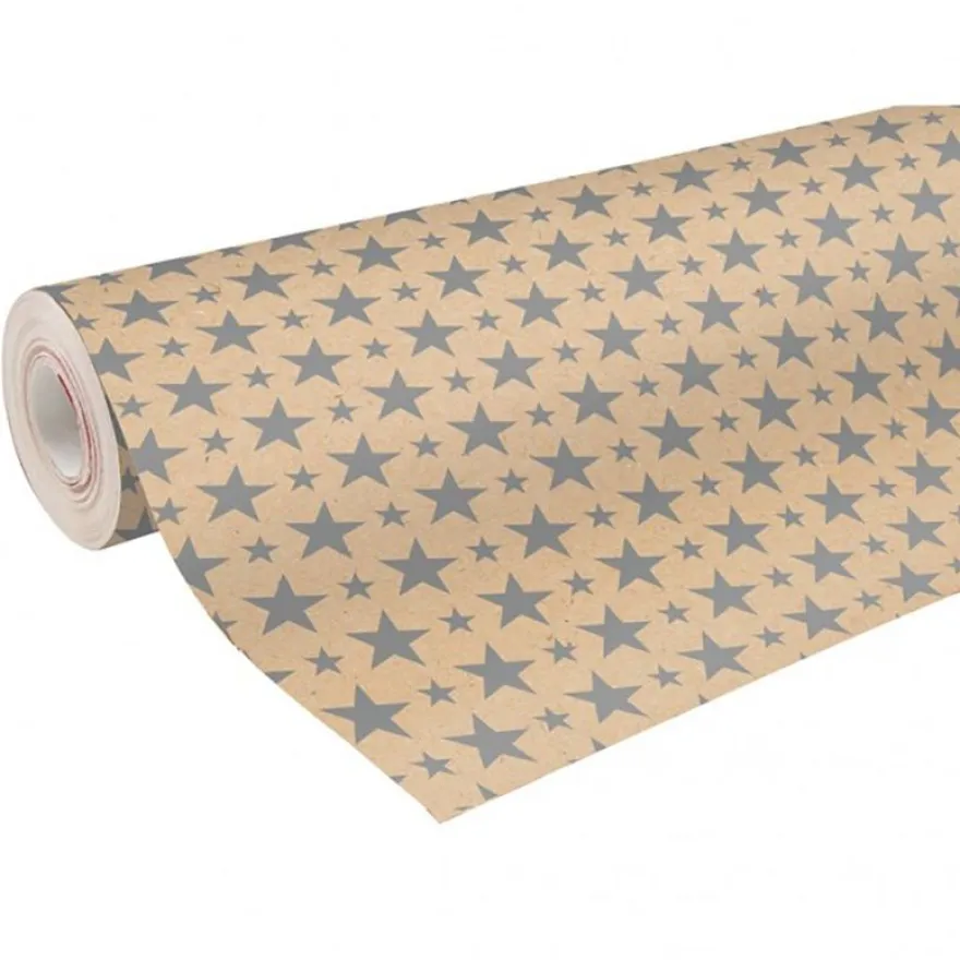 Clairefontaine - Papier cadeau kraft - 70 cm x 50 m - 60 g/m² - étoiles