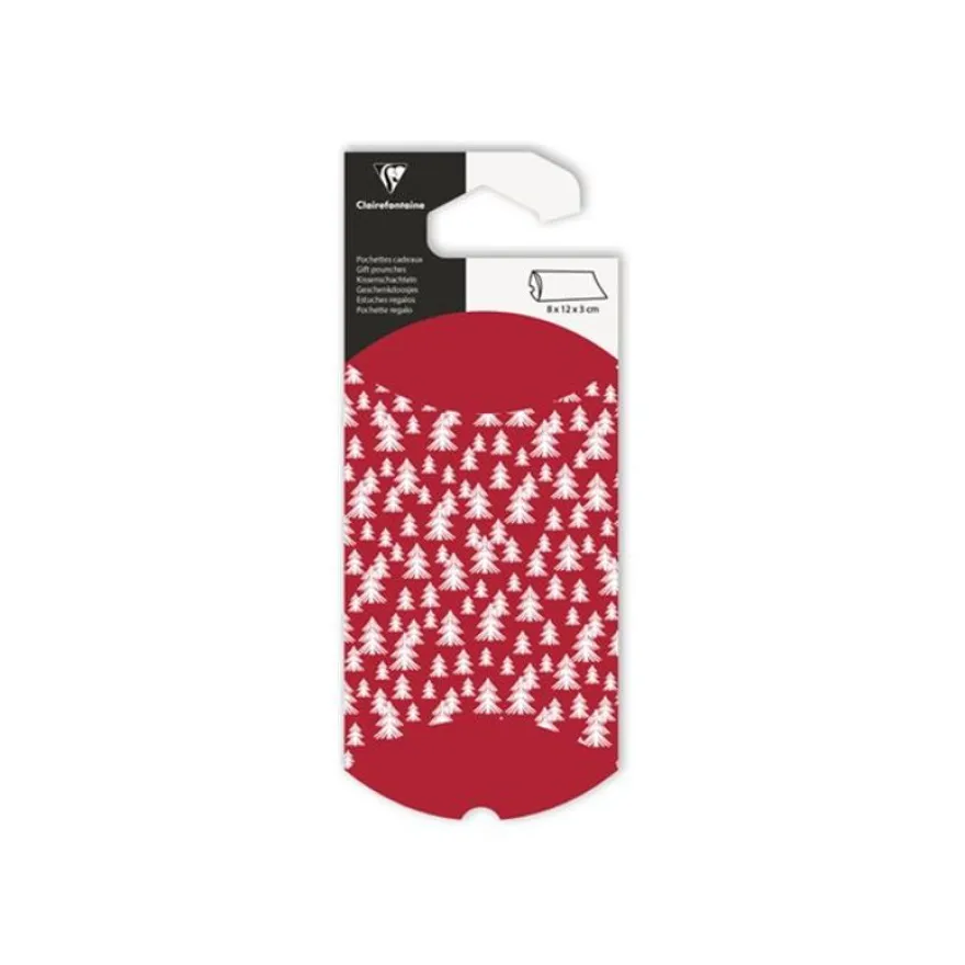 Clairefontaine - Pochette cadeau - 8 x 12 cm - sapins - rouge