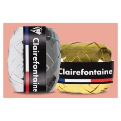 Clairefontaine - Ruban d'emballage cadeau - 0.7 cm x 10 m - métallique - or, argent