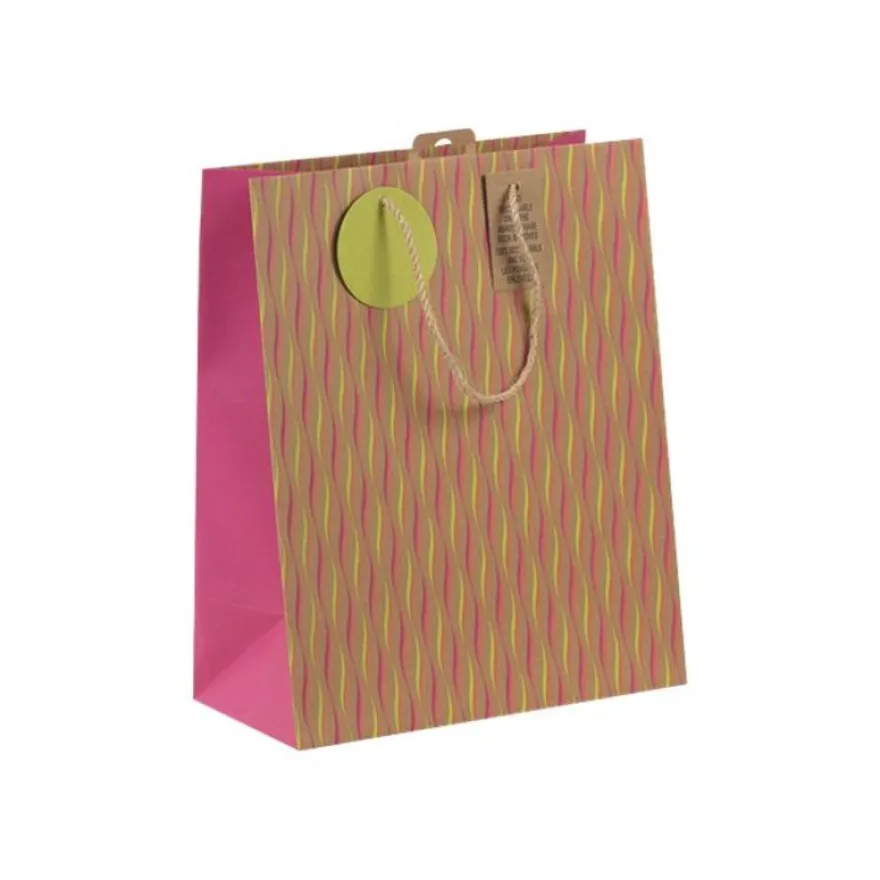 Clairefontaine - Sac cadeau kraft - néon rose/orange/jaune - 26,5 cm x 14 cm x 33 cm