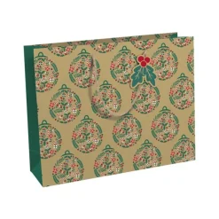 Clairefontaine - Sac cadeau kraft - holly rouge et vert - 37,3 cm x 11,8 cm x 27,5 cm