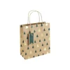 Clairefontaine - Sac cadeau kraft - sapins vert et or - 21,5 cm x 10,2 cm x 25,3 cm
