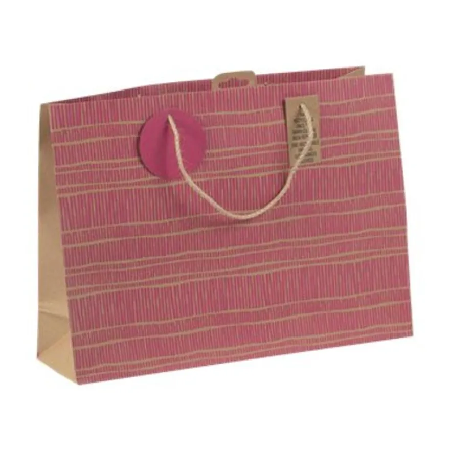 Clairefontaine - Sac cadeau kraft - néon rose fluo - 37,3 cm x 11,8 cm x 27,5 cm