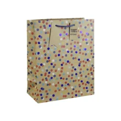 Clairefontaine - Sac cadeau kraft - pois multicolore - 26,5 cm x 14 cm x 33 cm