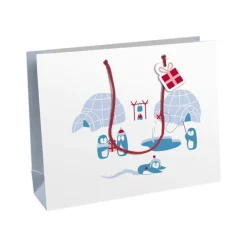 Clairefontaine - Sac cadeau - pingouins bleu - 37,3 cm x 11,8 cm x 27,5 cm