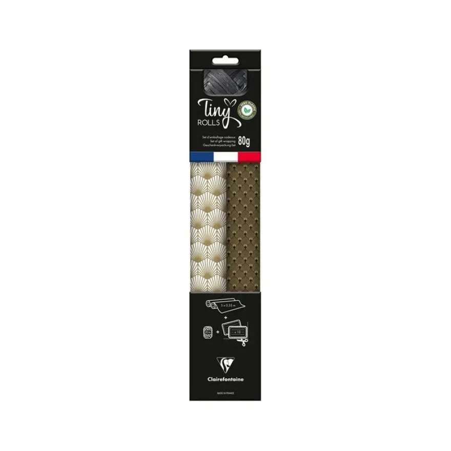 Clairefontaine - Set d'emballage cadeaux or/noir - Tiny Rolls