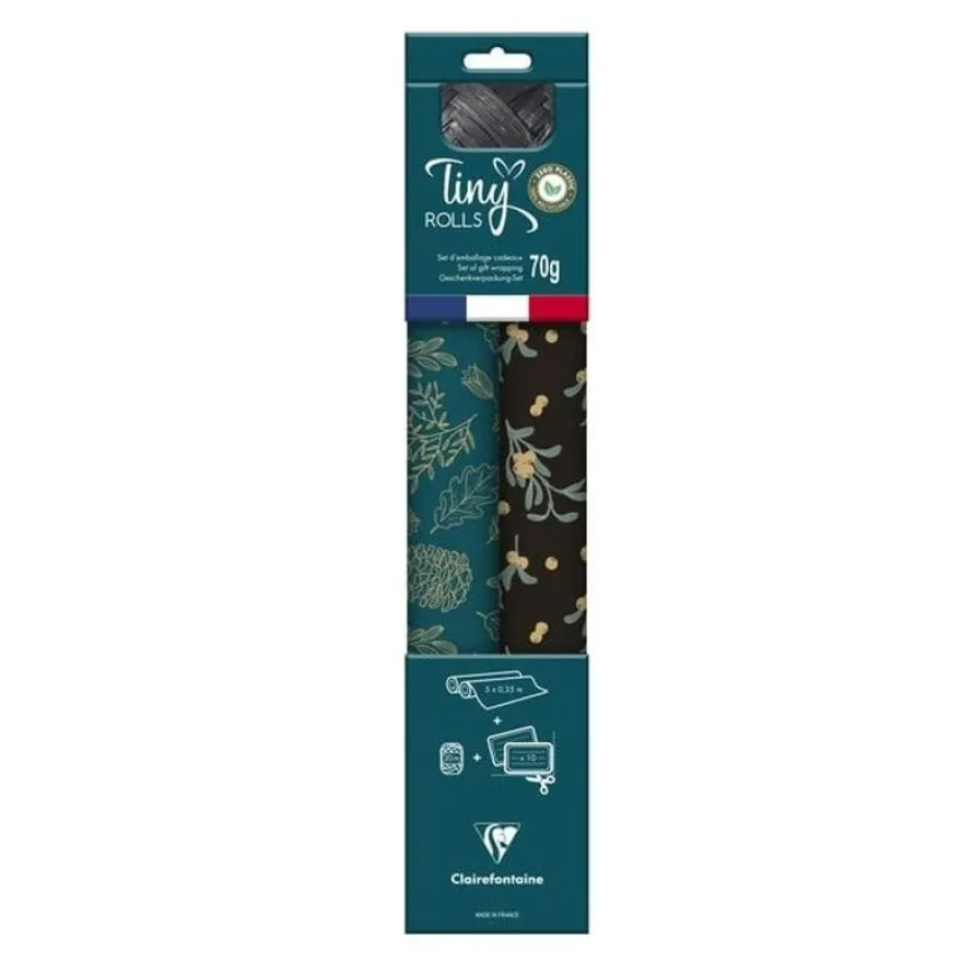 Clairefontaine - Set d'emballage cadeaux noir/bleu - Tiny Rolls