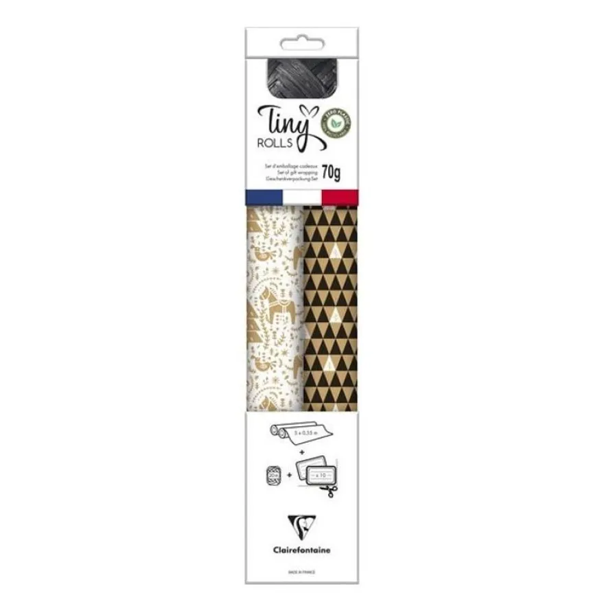 Clairefontaine - Set d'emballage cadeaux blanc/or - Tiny Rolls