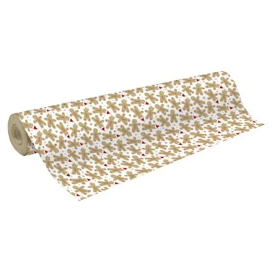 Clairefontaine Christmas - Emballage cadeau - 70 cm x 50 m - 70 g/m² - pain d'épices - blanc - papier kraft recyclé