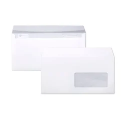 Clairefontaine Clairalfa - 250 Enveloppes DL 110 x 220 mm - 90 gr - fenêtre 45x100 mm - blanc - bande adhésive