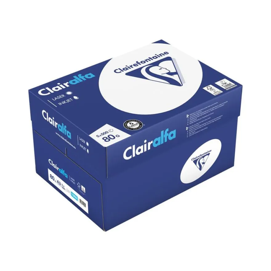 Clairefontaine CLAIRALFA - Papier blanc - A3 (297 x 420 mm) - 80 g/m² - 2500 feuilles (carton de 5 ramettes)