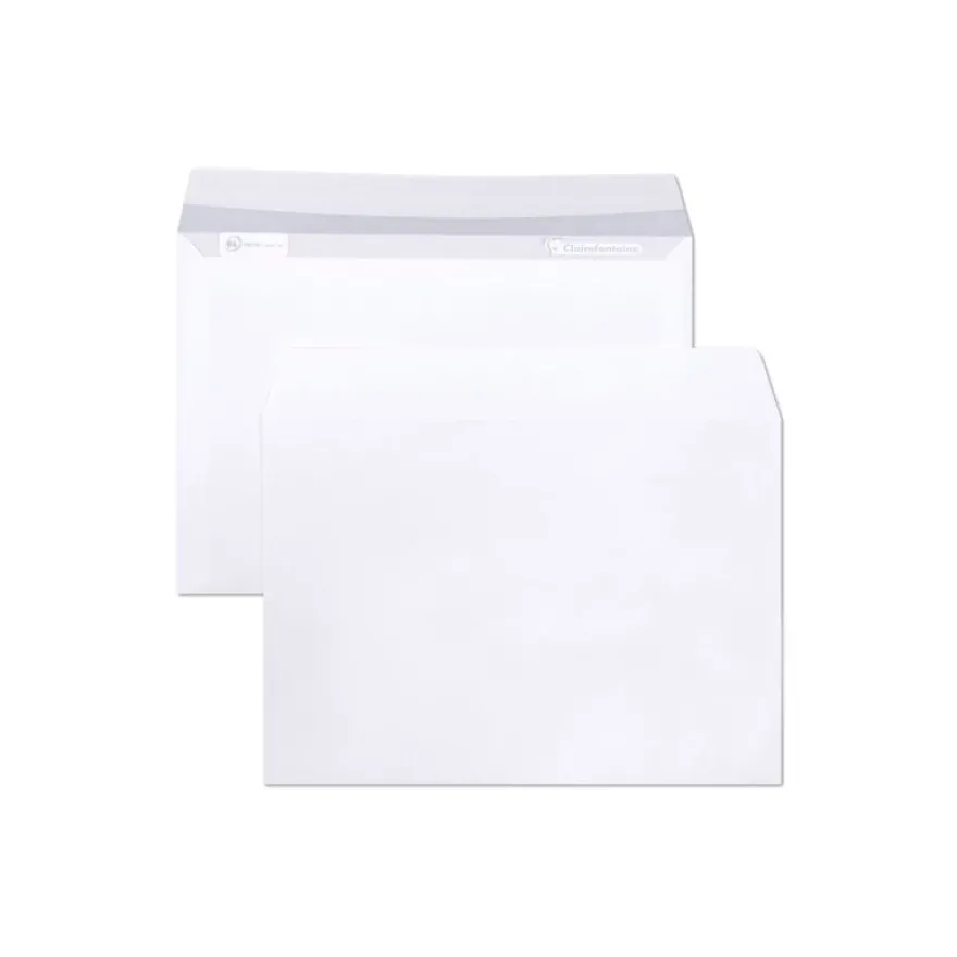 Clairefontaine Clairalfa - 250 Enveloppes C5 162 x 229 mm - 90 gr - sans fenêtre - blanc - bande adhésive