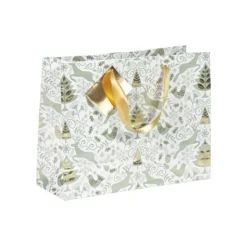 Clairefontaine Dans les bois - Sac cadeau shopping - 32 cm x 13 cm x 24,5 cm - vert