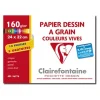 Clairefontaine Dessin à Grain - Pochette papier à dessin - 15 feuilles - 24 x 32 cm - 160 gr - couleurs assorties