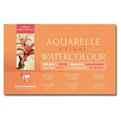 Clairefontaine Etival - Bloc de papier aquarelle - 25 feuilles 10 x 15 cm - 300 g/m²