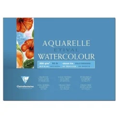 Clairefontaine Etival - Bloc de papier aquarelle grain torchon - 25 feuilles 30 x 40 cm - 200 g/m²