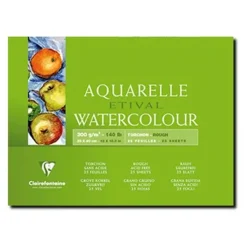 Clairefontaine Etival - Bloc de papier aquarelle grain torchon - 25 feuilles 30 x 40 cm - 300 g/m²