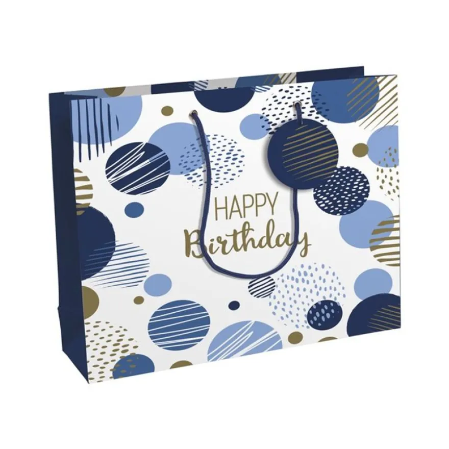 Clairefontaine Excellia - Sac cadeau - 37 x 12 x 27,5 cm - joyeux anniversaire - bleu