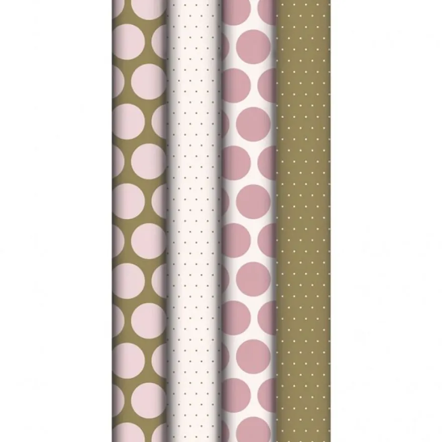 Clairefontaine Excellia - Papier cadeau - 70 cm x 2 m - 80 g/m² - différents modèles à pois rose et or