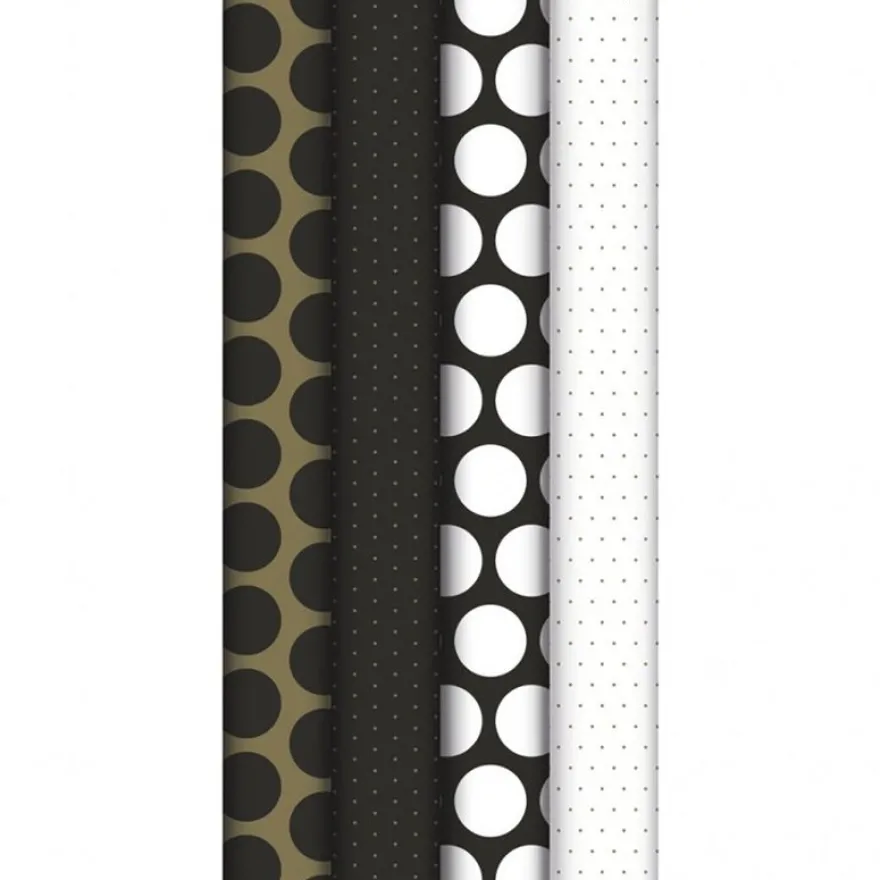 Clairefontaine Excellia - Papier cadeau - 70 cm x 2 m - 80 g/m² - différents modèles à pois or et noir