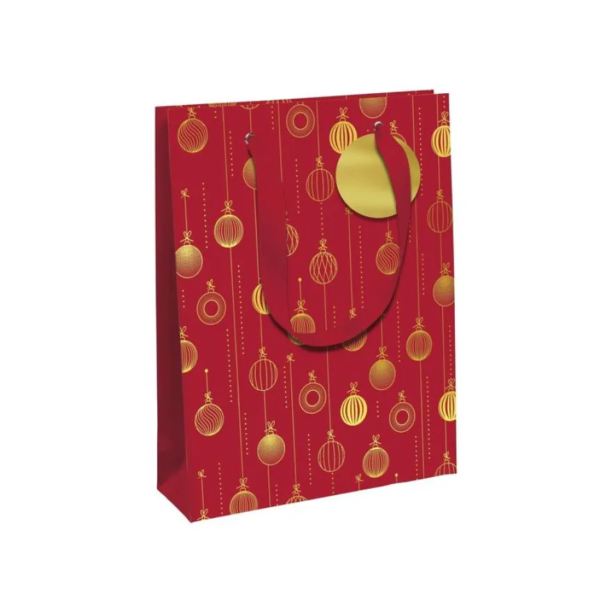 Clairefontaine Excellia - Sac cadeau grand 26,5 x 14 x 33 cm - indéchirable - boules - scintillating red