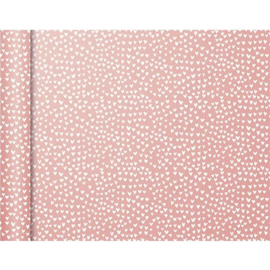 Clairefontaine Excellia Tiny Rolls - Papier cadeau cœurs fond rose - 35 cm x 5 m - 80 g/m²