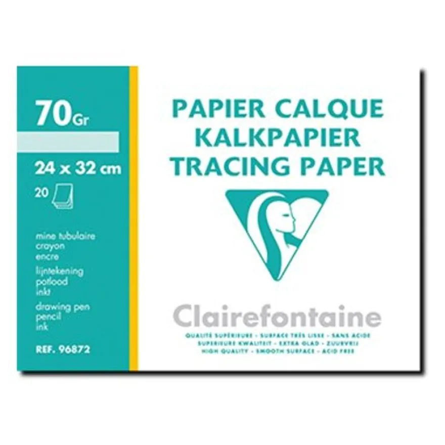 Clairefontaine Fine Arts - Pochette papier calque - 20 feuilles - 24 x 32 cm - 70 gr