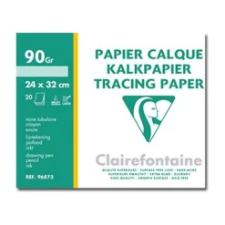 Clairefontaine Fine Arts - Pochette papier calque - 20 feuilles - 24 x 32 cm - 90 gr