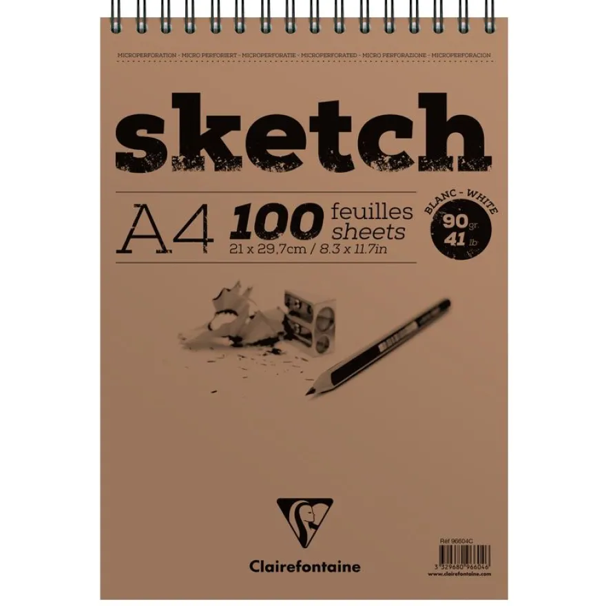 Clairefontaine Fine Arts - Bloc dessin croquis - 100 feuilles - A4 - 90 gr - blanc