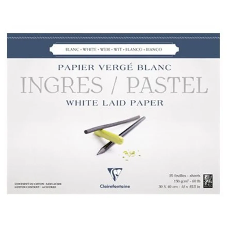 Clairefontaine Ingres Pastel - Bloc de papier dessin - 25 feuilles 30 x 40 cm - 130 g/m²
