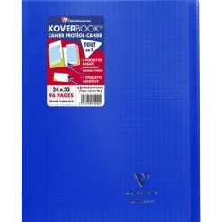 Clairefontaine Koverbook - Cahier polypro 24 x 32 cm - 96 pages - grands carreaux (Seyes) - disponible dans différentes couleurs
