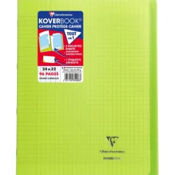 Clairefontaine Koverbook - Cahier polypro 24 x 32 cm - 96 pages - grands carreaux (Seyes) - disponible dans différentes couleurs