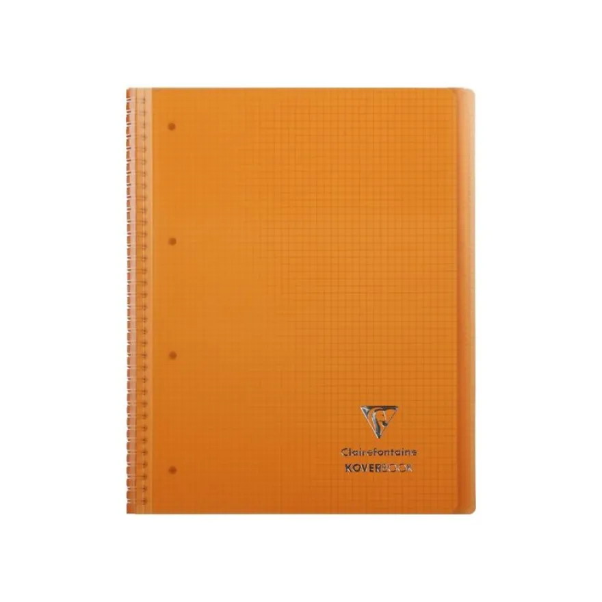Clairefontaine Koverbook - Cahier à spirale polypro A4+ (22,5 x 29,7 cm) - 160 pages - petits carreaux (5x5 mm) - disponible dans différentes couleurs
