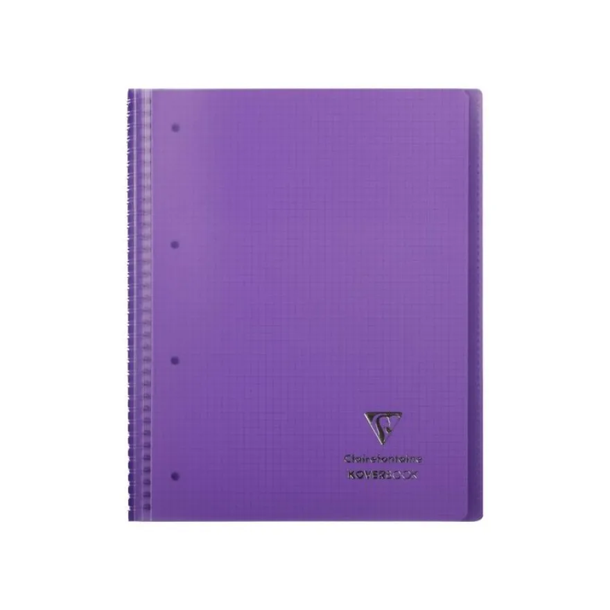 Clairefontaine Koverbook - Cahier à spirale polypro A4+ (22,5 x 29,7 cm) - 160 pages - petits carreaux (5x5 mm) - disponible dans différentes couleurs