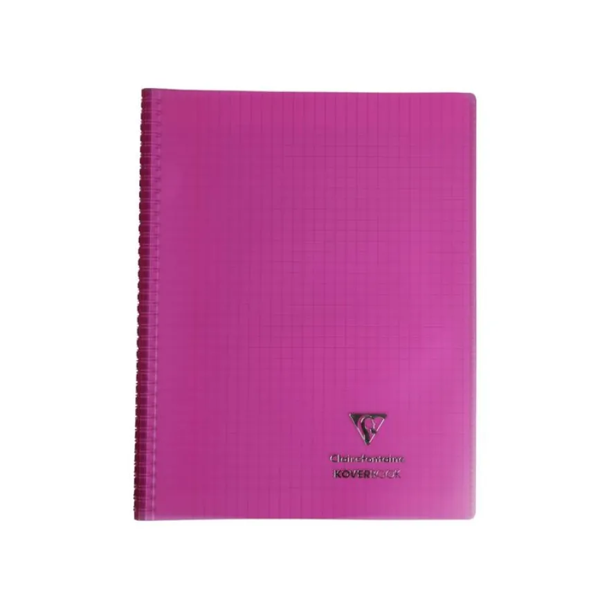 Clairefontaine Koverbook - Cahier polypro spiralé 24 x 32 cm - 160 pages - grands carreaux (Seyes) - disponible dans différentes couleurs