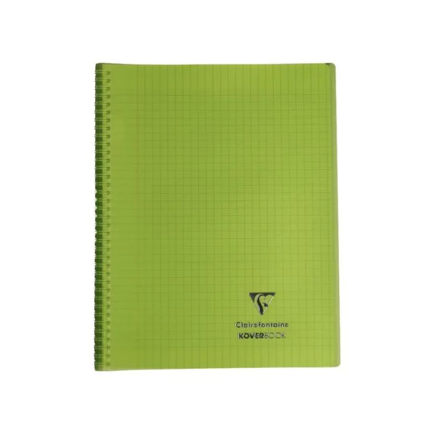 Clairefontaine Koverbook - Cahier polypro spiralé 24 x 32 cm - 160 pages - grands carreaux (Seyes) - disponible dans différentes couleurs