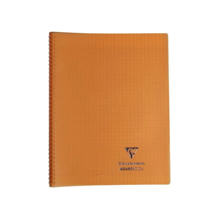 Clairefontaine Koverbook - Cahier polypro spiralé 24 x 32 cm - 160 pages - grands carreaux (Seyes) - disponible dans différentes couleurs