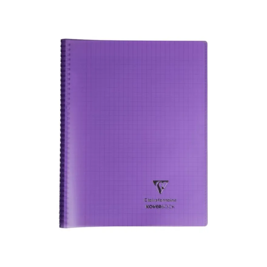 Clairefontaine Koverbook - Cahier polypro spiralé 24 x 32 cm - 160 pages - grands carreaux (Seyes) - disponible dans différentes couleurs